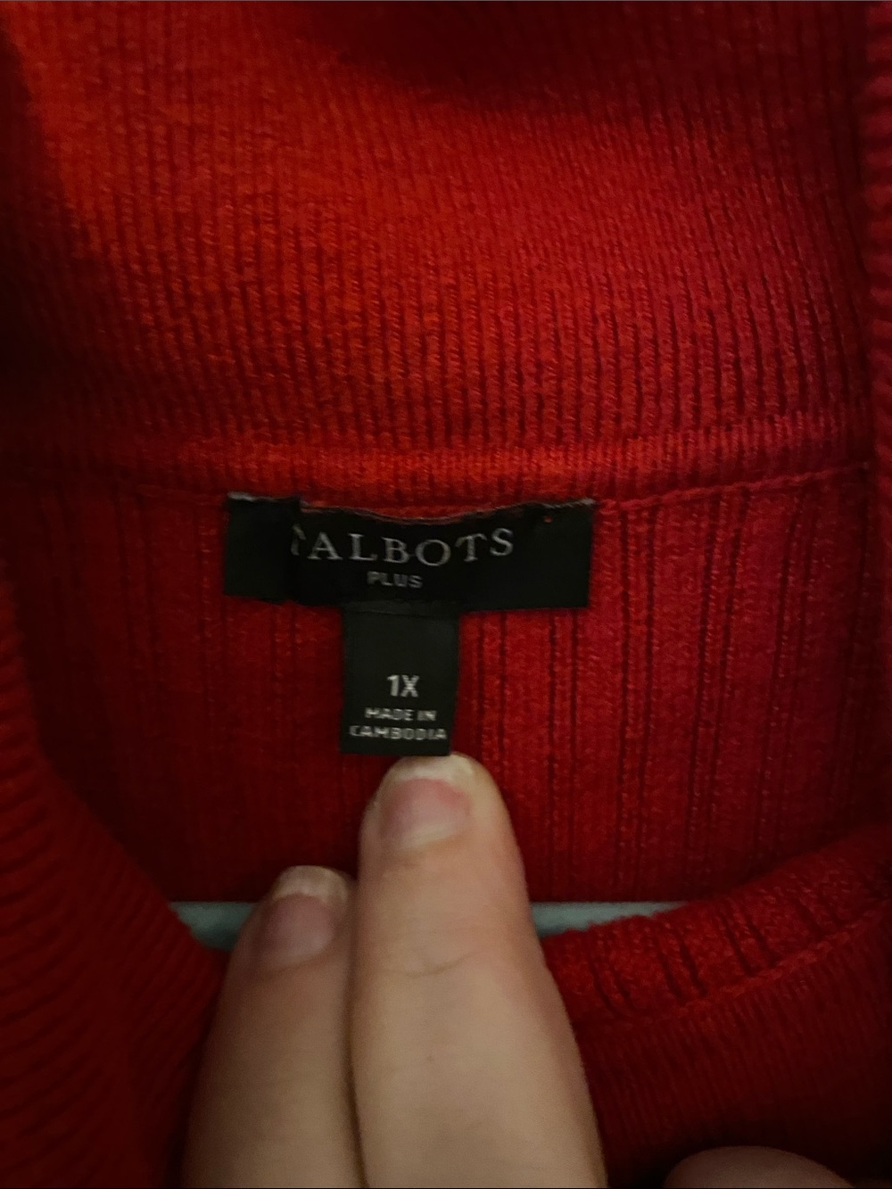 Talbots Red Ribbed Cowl Neck Sweater - Picture 3 of 3